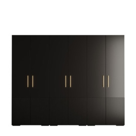 Manhattan III Hinged Door Wardrobe 300cm - Black 300cm