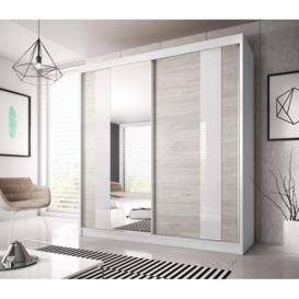 Multi 32 Sliding Mirror Door Wardrobe 233cm - White Matt 233cm