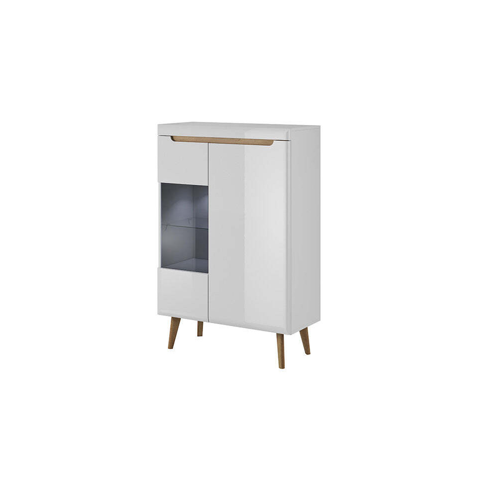 Nordi Display Cabinet 90cm - White Gloss 90cm - image 1