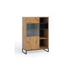 Olier 14 Display Cabinet 90cm - Oak Artisan 90cm - thumbnail 1