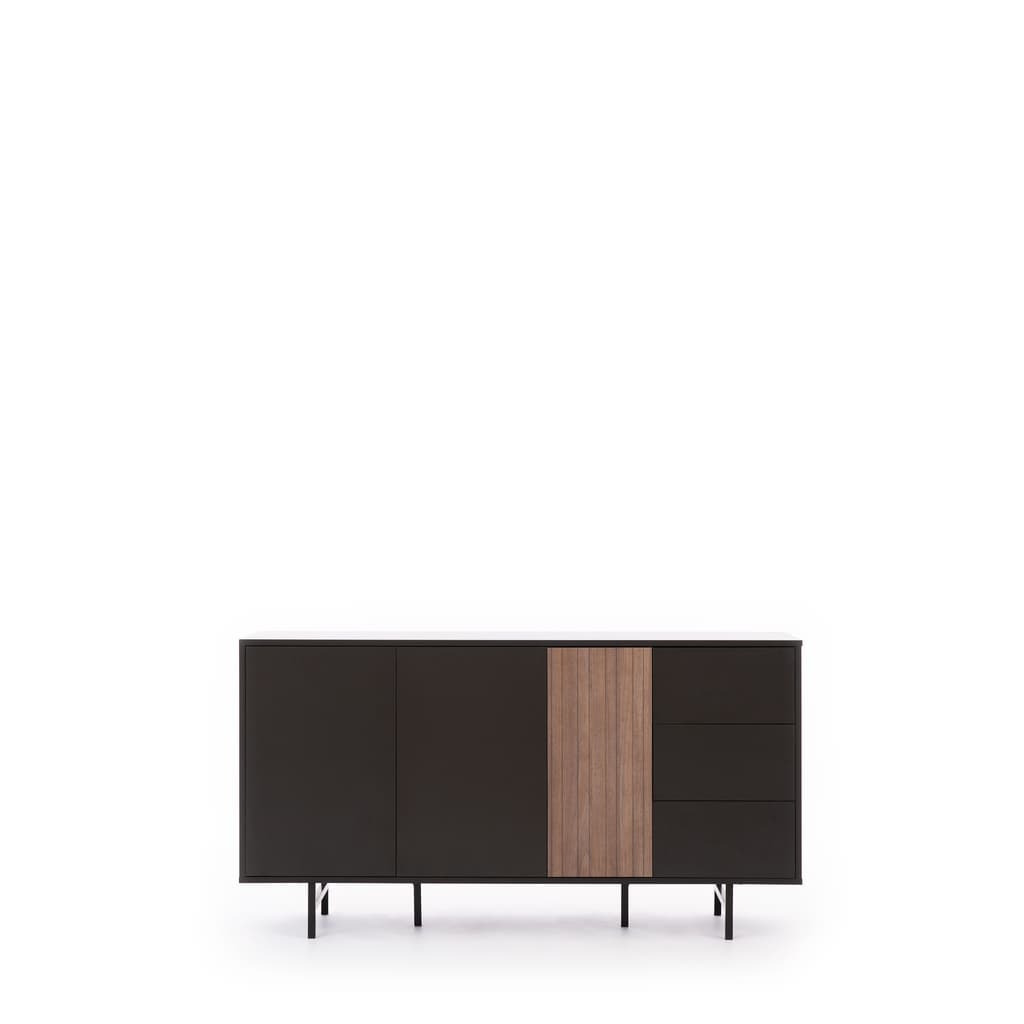 Preggio Large Sideboard Cabinet 150cm - Black Matt 150cm - image 1