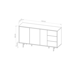 Preggio Large Sideboard Cabinet 150cm - Black Matt 150cm - thumbnail 3