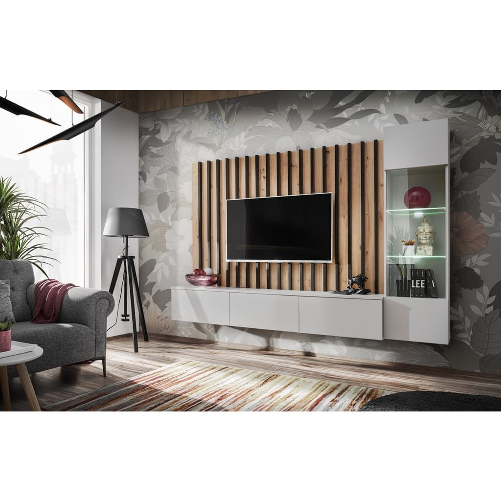 "Verti Entertainment Unit For TVs Up To 75"" - Pearl Grey 220cm" - image 1