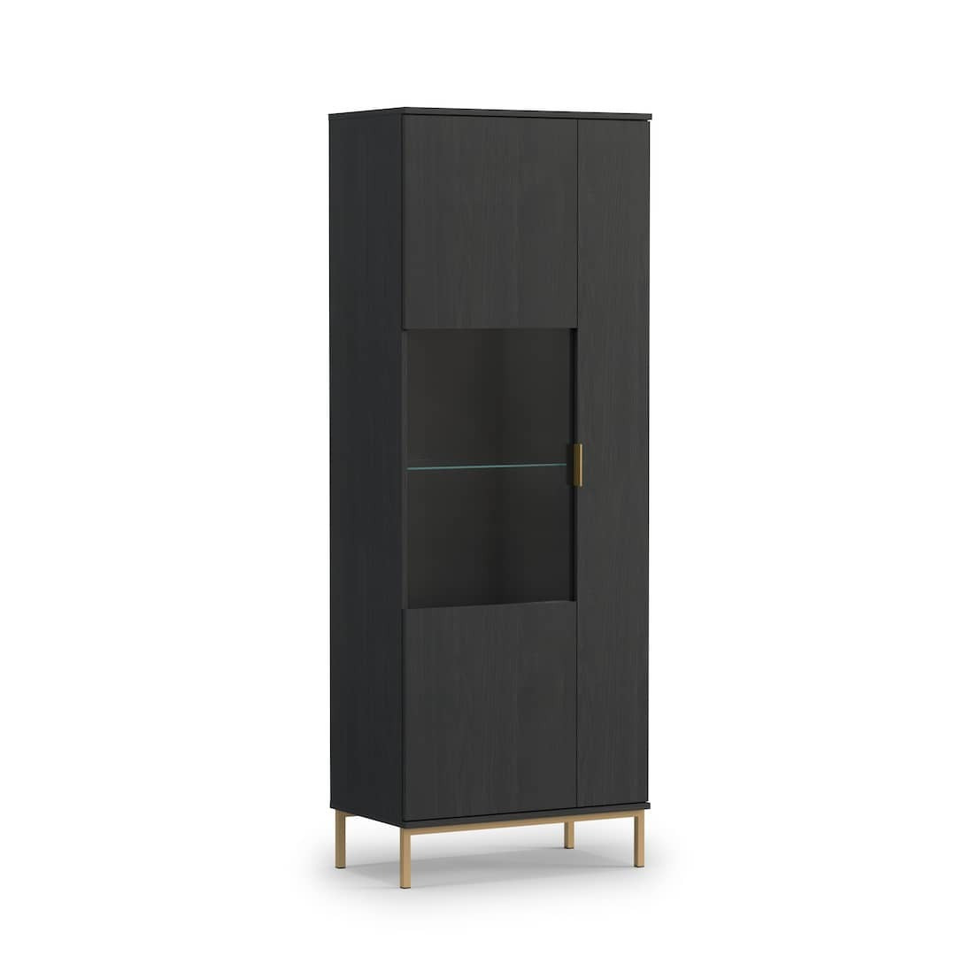 Pula Tall Display Cabinet 70cm - Black Portland Ash 70cm - image 1