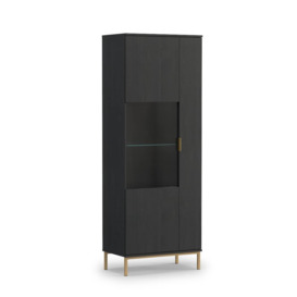 Pula Tall Display Cabinet 70cm - Black Portland Ash 70cm - thumbnail 1