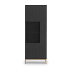 Pula Tall Display Cabinet 70cm - Black Portland Ash 70cm - thumbnail 3