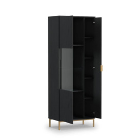 Pula Tall Display Cabinet 70cm - Black Portland Ash 70cm - thumbnail 2