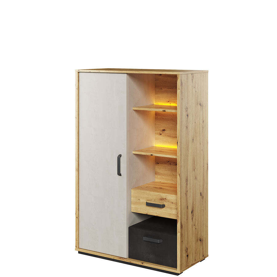 Qubic 05 Storage Cabinet 90cm with LED - Oak Artisan 90cm - image 1