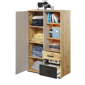 Qubic 05 Storage Cabinet 90cm with LED - Oak Artisan 90cm - thumbnail 3