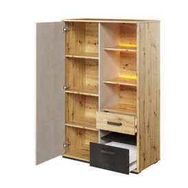 Qubic 05 Storage Cabinet 90cm with LED - Oak Artisan 90cm - thumbnail 2