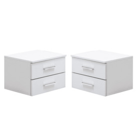 Siena 23 Pair of Bedside Cabinets - White Gloss 47cm - thumbnail 1