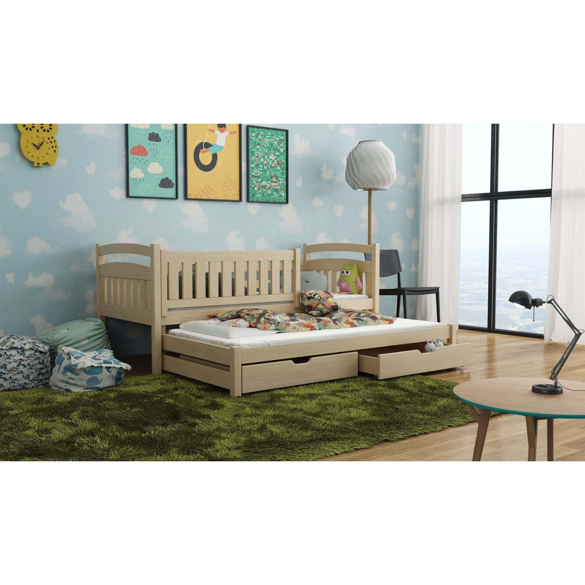 Galaxy Bed with Trundle and Storage - Pine Without Mattresses - image 1