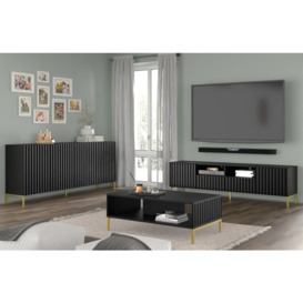 Wave Large Sideboard Cabinet 200cm - Black 200cm - thumbnail 2
