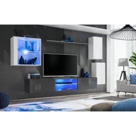 "Switch XXIII Wall Entertainment Unit For TVs Up To 75"" - Graphite 250cm White"