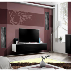 Fly 30 TV Cabinet 160cm - Black Gloss 160cm White Matt - thumbnail 3