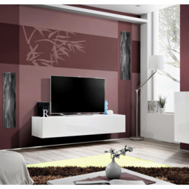 Fly 30 TV Cabinet 160cm - Black Gloss 160cm White Matt - thumbnail 2