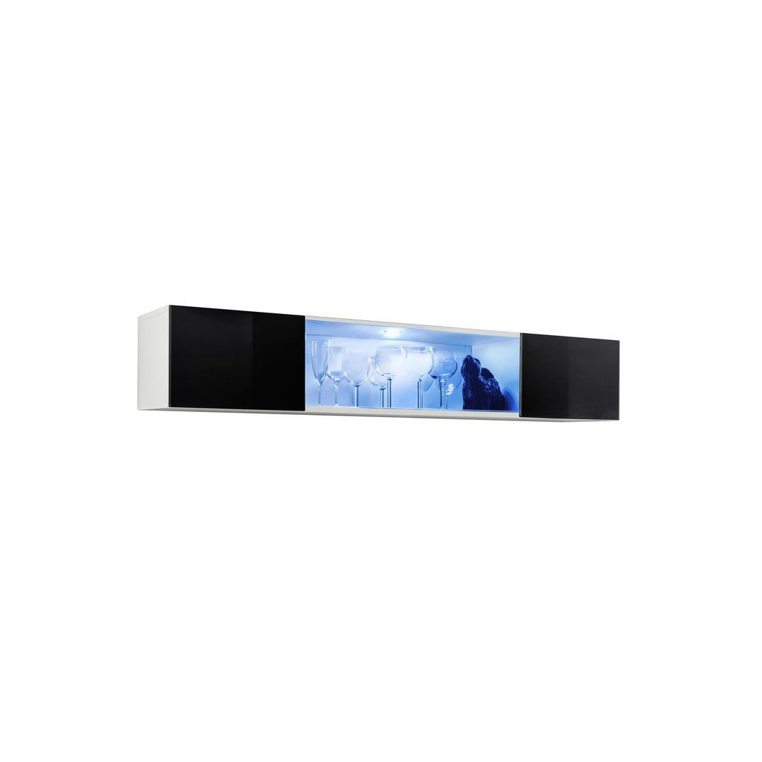 Fly 52 Display Cabinet 160cm - Black Gloss 160cm White Matt - image 1