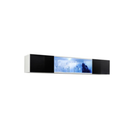 Fly 52 Display Cabinet 160cm - Black Gloss 160cm White Matt - thumbnail 1