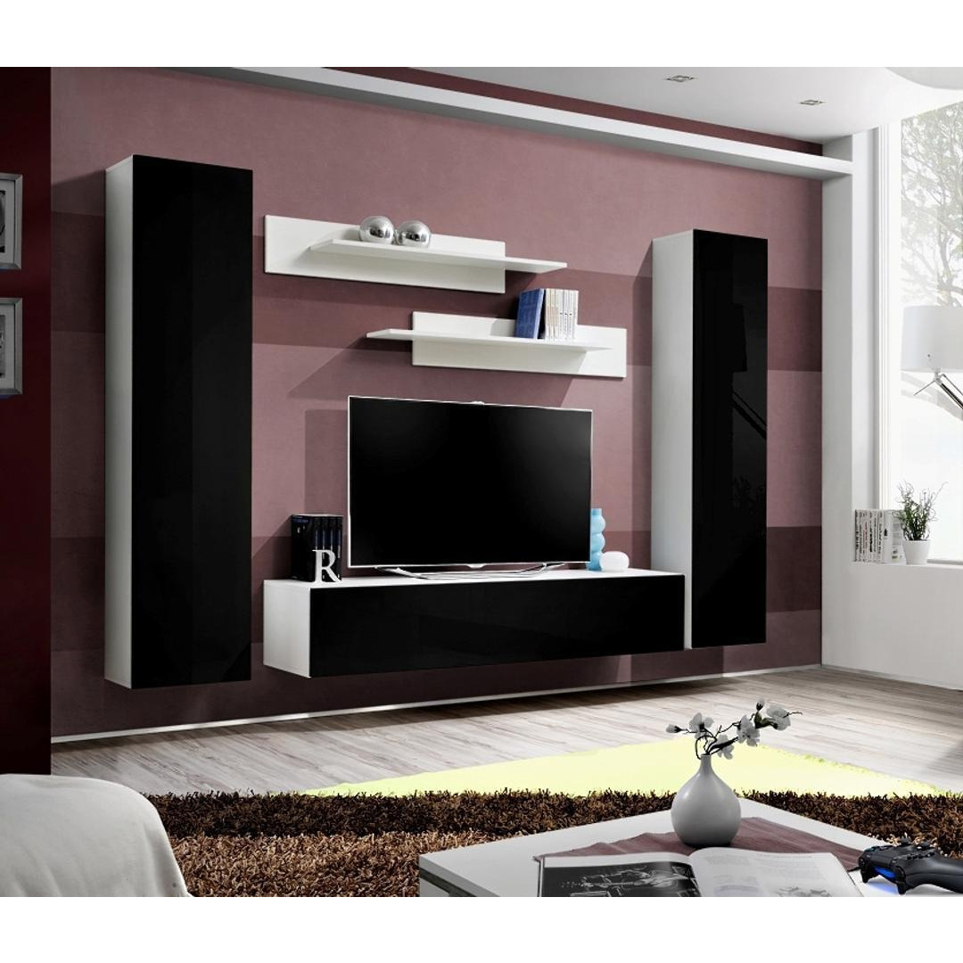 "Fly A1 Entertainment Unit For TVs Up To 65"" - 260cm White Black Gloss" - image 1