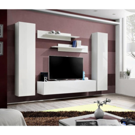 "Fly A1 Entertainment Unit For TVs Up To 65"" - 260cm White Black Gloss" - thumbnail 2