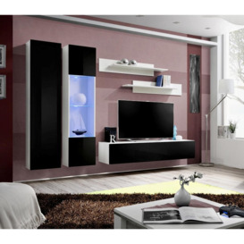 "Fly A5 Entertainment Unit For TVs Up To 65"" - 260cm White Black Gloss"