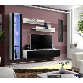 "Fly G2 Entertainment Unit For TVs Up To 60"" - 210cm White Black Gloss"
