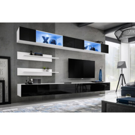 "Fly I3 Entertainment Unit For TVs Up To 75"" - 320cm White Black Gloss"