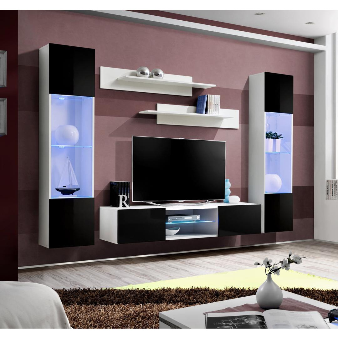"Fly O3 Entertainment Unit For TVs Up To 60"" - 260cm White Black Gloss" - image 1