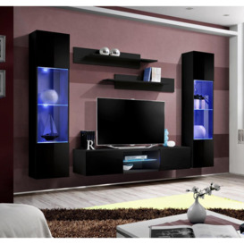 "Fly O3 Entertainment Unit For TVs Up To 60"" - 260cm White Black Gloss" - thumbnail 3