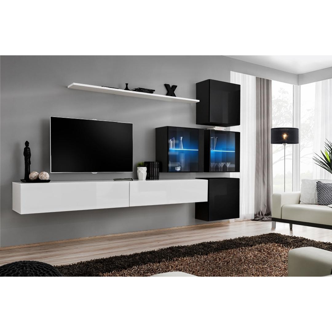"Switch XIX Entertainment Unit For TVs Up To 75"" - White 280cm Black" - image 1