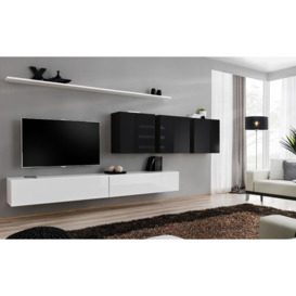 "Switch VII Entertainment Unit For TVs Up To 49"" - White 340cm Black"