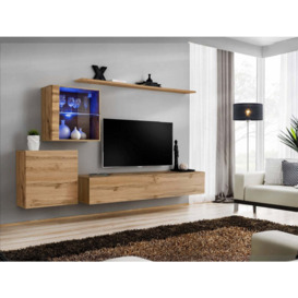 "Switch XV Entertainment Unit For TVs Up To 75"" - Oak Wotan 250cm Oak Wotan"