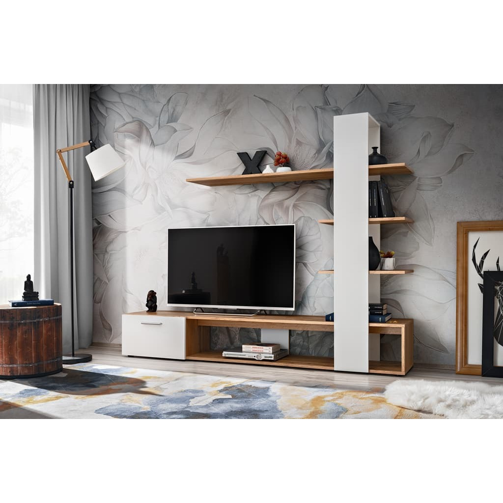 "Eco Entertainment Unit For TVs Up To 58"" - White 190cm" - image 1