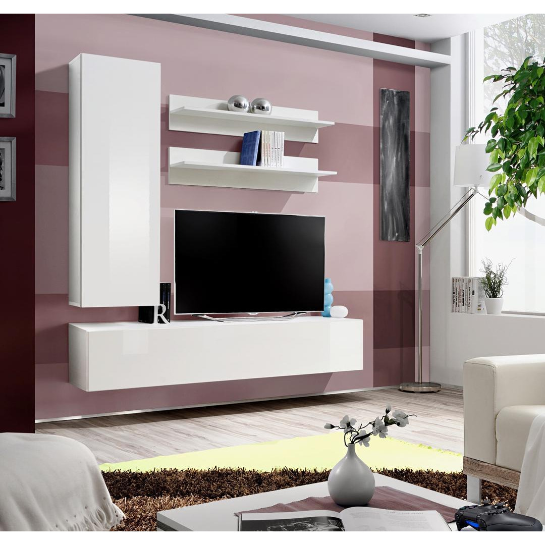 "Fly H1 Entertainment Unit For TVs Up To 49"" - 160cm White White Gloss" - image 1