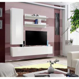 "Fly H1 Entertainment Unit For TVs Up To 49"" - 160cm White White Gloss"