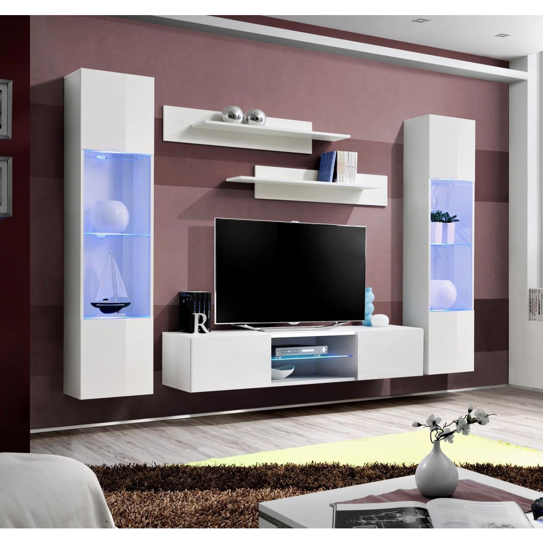 "Fly O3 Entertainment Unit For TVs Up To 60"" - 260cm White White Gloss" - image 1