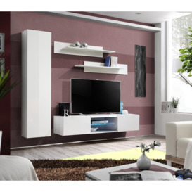 "Fly R1 Entertainment Unit For TVs Up To 60"" - 210cm White White Gloss" - thumbnail 1