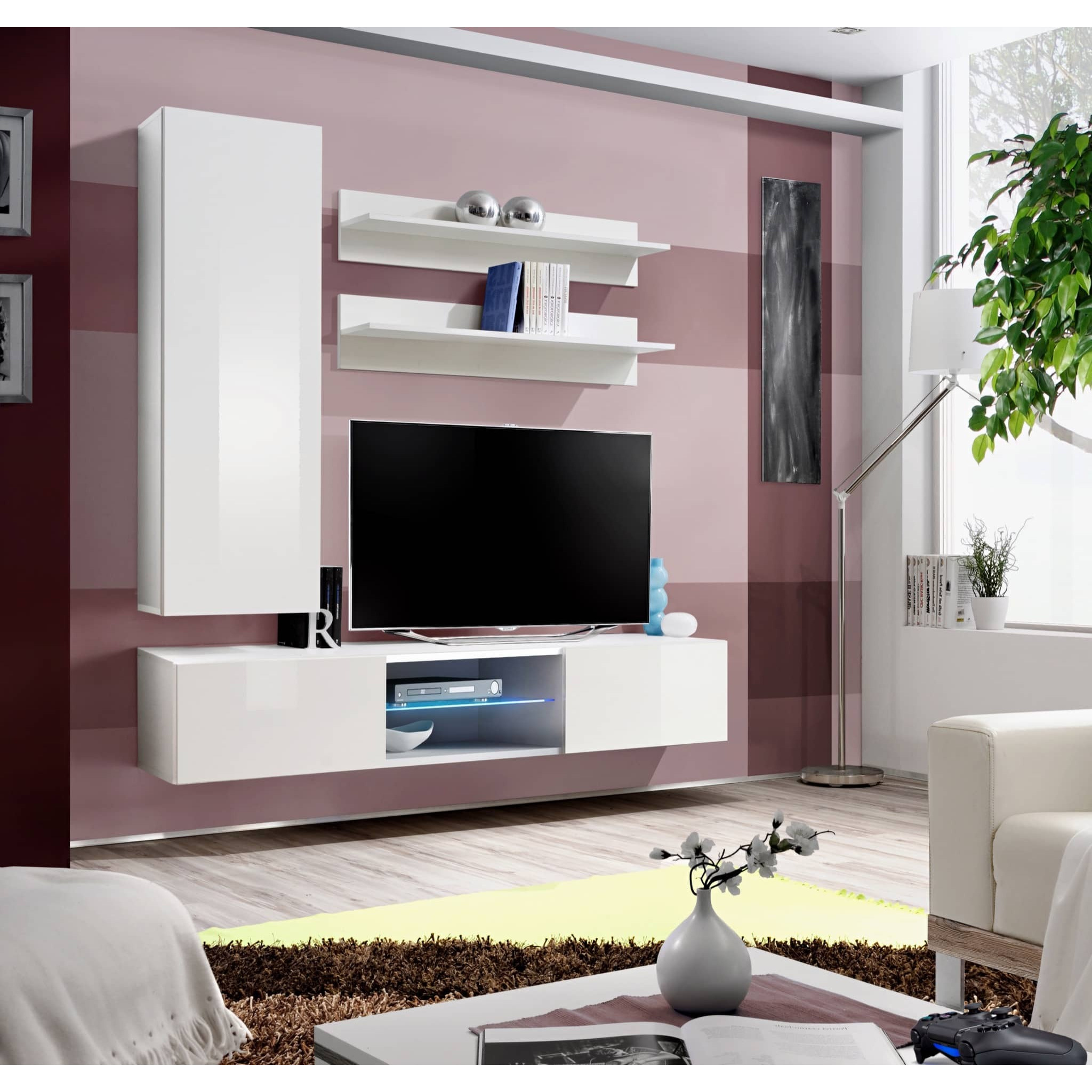 "Fly S1 Entertainment Unit For TVs Up To 49"" - 160cm White White Gloss" - image 1