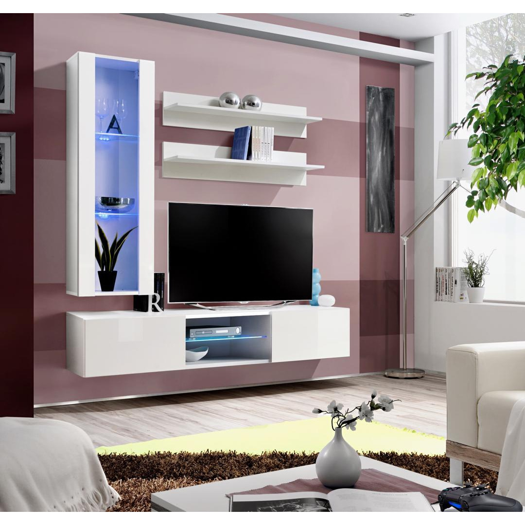 "Fly S2 Entertainment Unit For TVs Up To 49"" - 160cm White White Gloss" - image 1