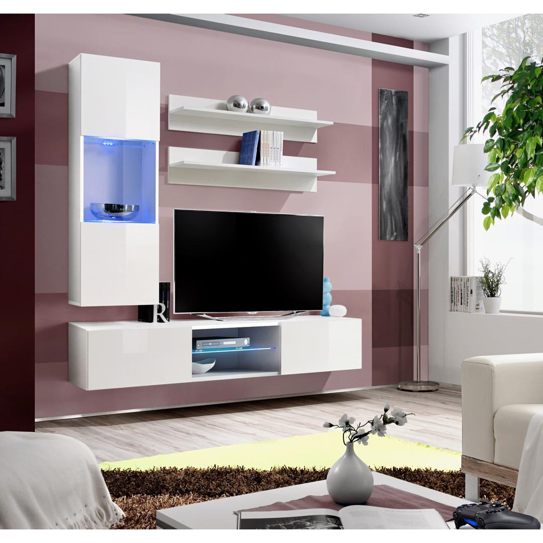 "Fly S3 Entertainment Unit For TVs Up To 49"" - 160cm White White Gloss" - image 1