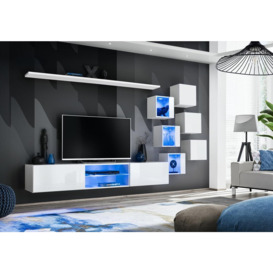 "Switch XXI Wall Entertainment Unit For TVs Up To 75"" - White 240cm White" - thumbnail 1