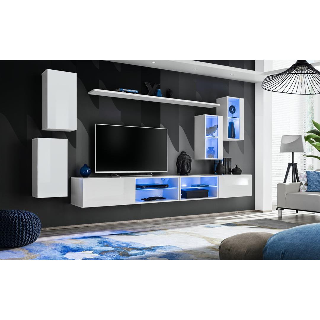 "Switch XXV Wall Entertainment Unit For TVs Up To 75"" - White 280cm White" - image 1