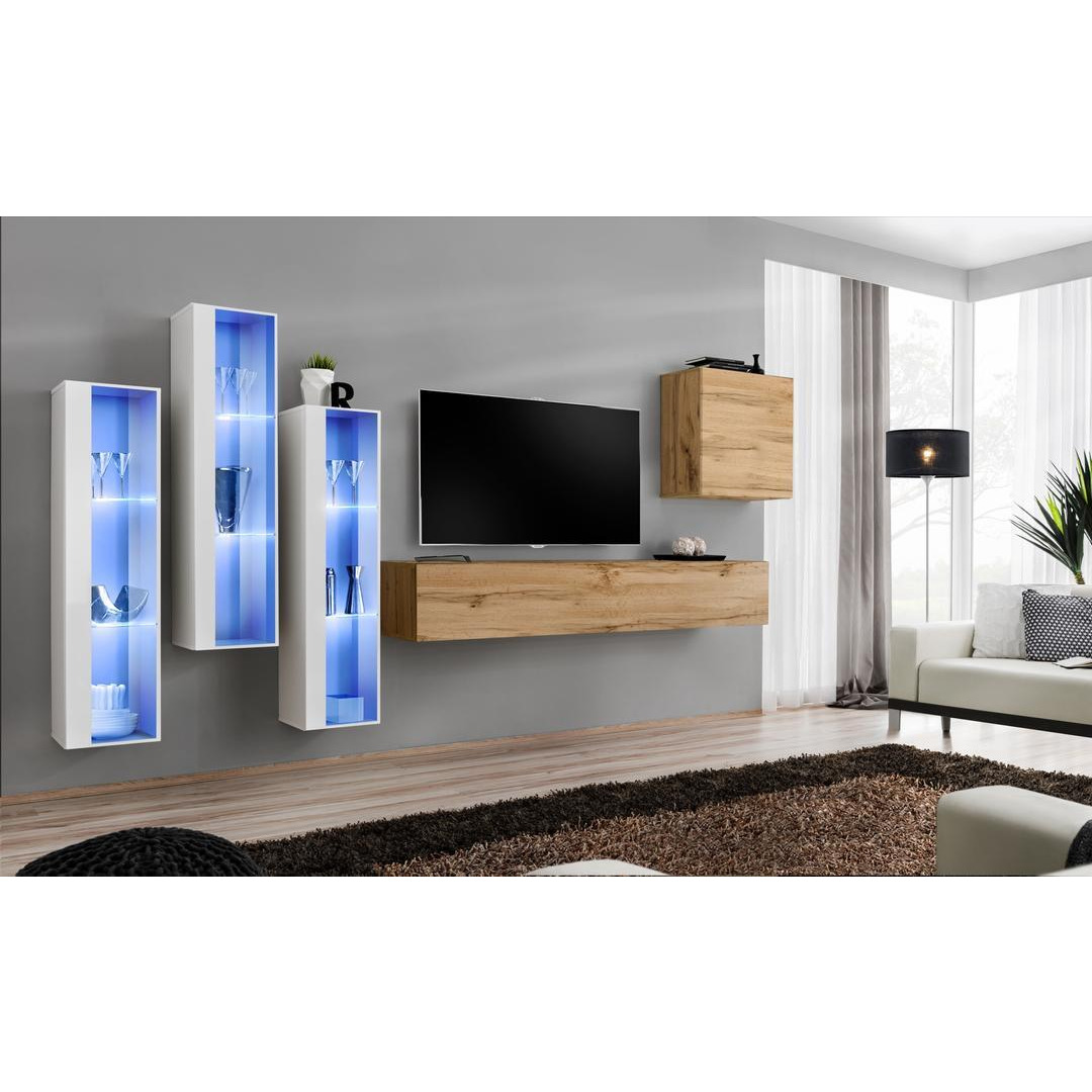 "Switch XIII Entertainment Unit For TVs Up To 75"" - Oak Wotan 330cm White" - image 1