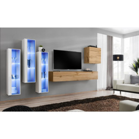"Switch XIII Entertainment Unit For TVs Up To 75"" - Oak Wotan 330cm White"