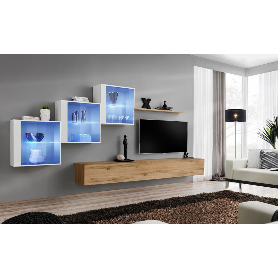 "Switch XX Entertainment Unit For TVs Up To 49"" - Oak Wotan 330cm White" - image 1