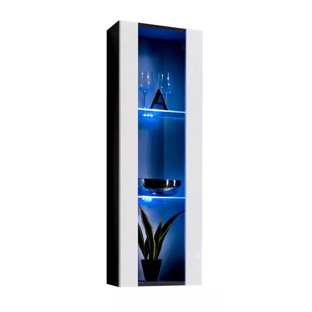 Fly 21 Display Cabinet 40cm - White Gloss 40cm Black Matt - image 1