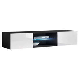 Fly 33 TV Cabinet 160cm - White Gloss 40cm Black Matt - thumbnail 1