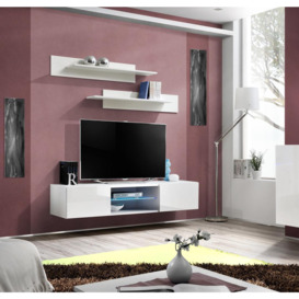 Fly 33 TV Cabinet 160cm - White Gloss 40cm Black Matt - thumbnail 3