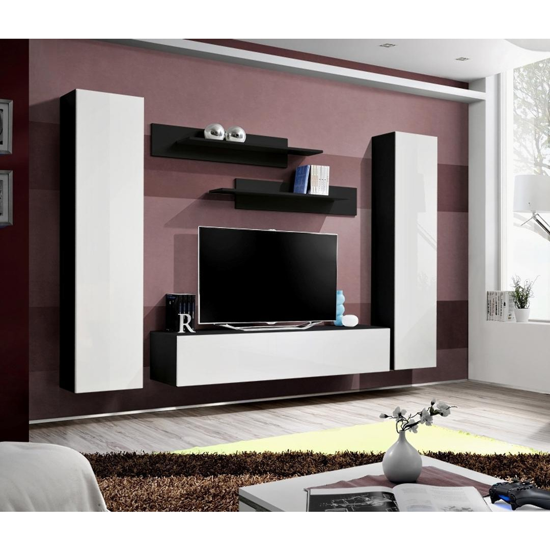 "Fly A1 Entertainment Unit For TVs Up To 65"" - 260cm Black White Gloss" - image 1