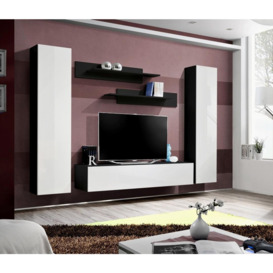 "Fly A1 Entertainment Unit For TVs Up To 65"" - 260cm Black White Gloss"